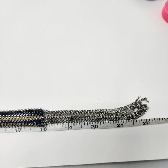 Stella and Dot Tessa Fringe Long Necklace Silver Tone Adjustable Statement Chain - Picture 5 of 6